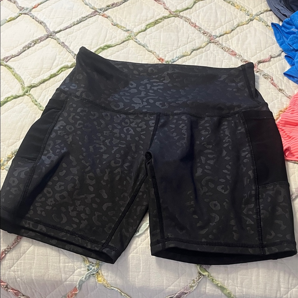 Black Leopard Print Women's athletic spandex